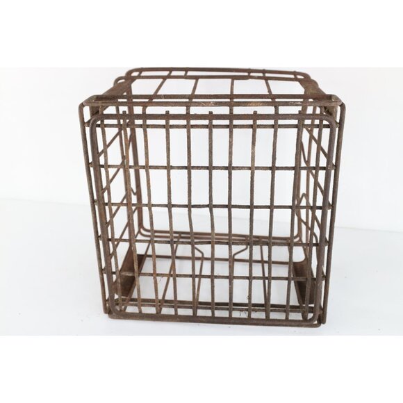Vintage 40s 50s Distressed Steel Milk Crate Holder Country Farmhouse USA - Picture 9 of 9